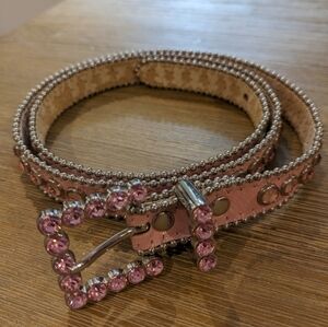 Belt Pink leather and crystals design BB Simon